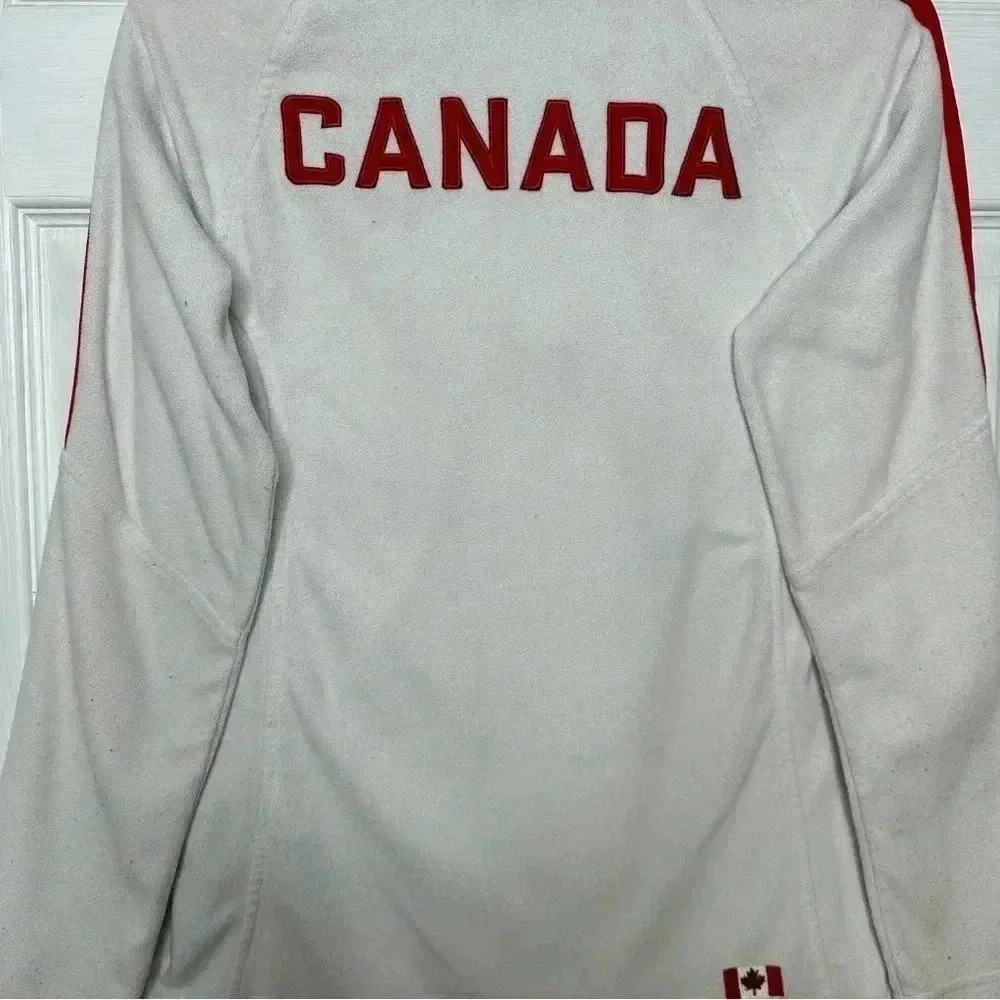 Adidas Training Jacket Canada Olympics Fleece White & Red Size Medium - Picture 13 of 16